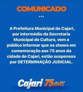 Justiça cancela festa de aniversário de Cajari por dívidas e problemas na saúde