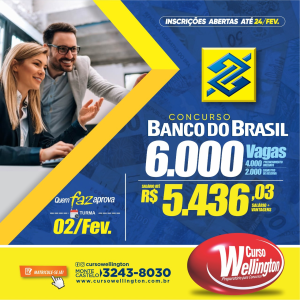 Curso Wellington: Turmas preparatórias para o concurso do Banco do Brasil, ENEM e CFO iniciarão dia 02