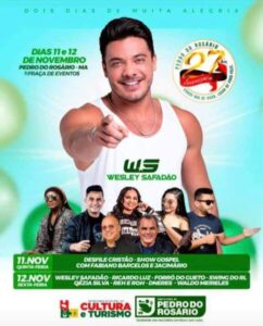 Wesley Safadão marca presença nesta sexta nos 27 anos de Pedro do Rosário