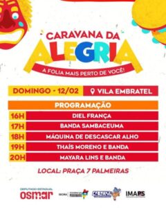 Deputado Osmar Filho promove Caravana da Alegria no carnaval: festas para a comunidade com bandas e blocos tradicionais