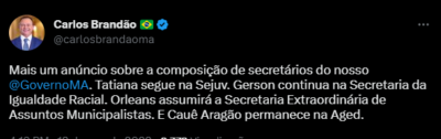 Brandão anuncia mais três secretários; e nada de SSP