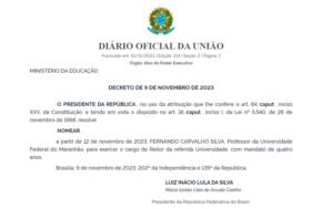 Fernando Carvalho é nomeado por Lula novo reitor da Ufma