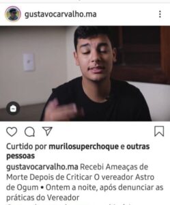 Integrante do MBL denuncia ameaças de morte após críticas a Astro de Ogum