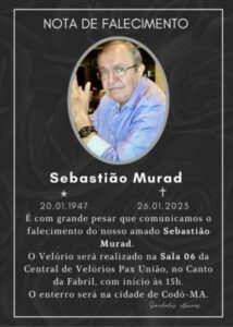 Vai a óbito Sebastião Murad, ex-presidente do Moto Clube