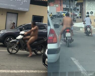 Homem nu é flagrado pilotando moto no Centro de Floriano