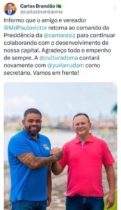 Veja Agora: Paulo Victor deixa Cultura e retorna à Presidência da Câmara de São Luís