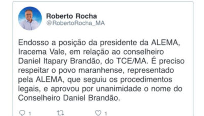 “ALEMA seguiu os procedimentos legais”, diz Roberto Rocha sobre aprovação de Daniel Brandão para o TCE-MA