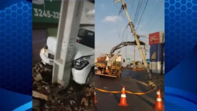 Motorista perde o controle e veículo bate em poste em avenida em São Luís