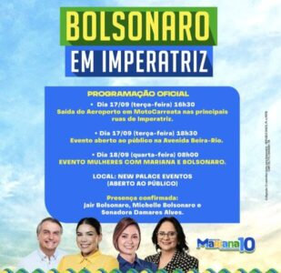 Bolsonaro participará de três agendas políticas em Imperatriz
