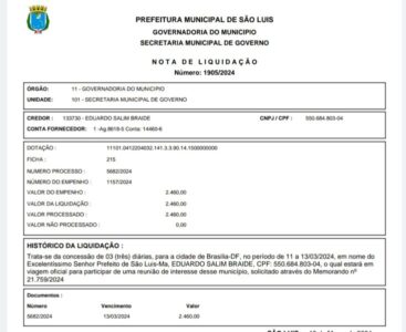 Braide recebeu três diárias para participar de encontros em Brasília