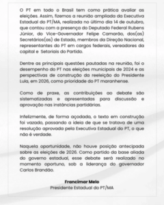 Quem é o interessado no vazamento da minuta do PT maranhense?