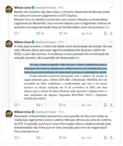 Jornalista de O Antagonista aponta que Alexandre de Moraes pode ter caido em “fake news” de Othelino Neto