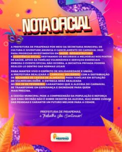 Prefeitura de Pirapemas Cancela o Carnaval 2025 e Anuncia Ações Sociais