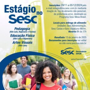 Sesc abre inscrições para vagas de estágio em Pedagogia, Educação Física e Artes Visuais