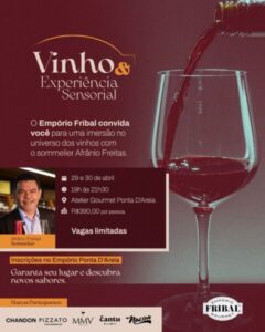 Últimas vagas para o curso “Vinhos & Experiência Sensorial” no Empório Fribal