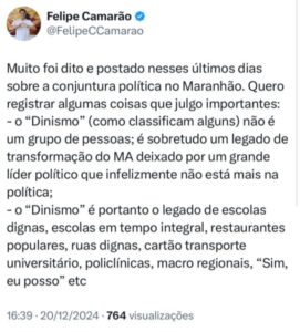 Camarão minimiza presença de Braide em confra de dinistas e fala sobre unidade do grupo