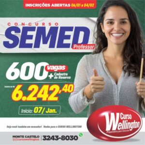 Curso Wellington abre inscrições para turmas preparatórias da Semed e outros concursos