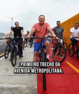 Com passeio de bike, Brandão inaugura primeiro trecho da Avenida Metropolitana