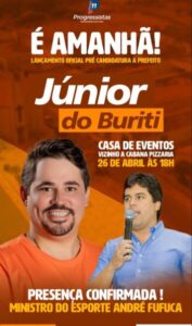 Tudo pronto para lançamento da pré-candidatura de Júnior do Buriti á Prefeito de Paraibano nesta sexta-feira (26) com a presença do Ministro André FUFUCA