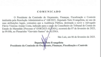 TCE: Comissão da Assembleia irá sabatinar Flávio Costa nesta sexta-feira (7)