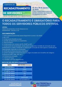 Prefeitura de São Francisco do Maranhão realiza recadastramento obrigatório para servidores municipais