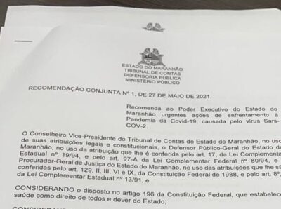 Defensoria, MPMA e TCE pedem medidas mais restritivas para o enfrentamento à pandemia de Covid-19 no Maranhão