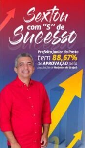 24 de Setembro: Pesquisa aponta que gestão do prefeito Júnior do Posto é aprovada por 88,67% em Itaipava do Grajaú