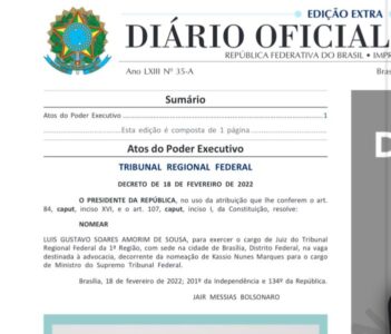 Maranhense Luis Gustavo Soares Amorim de Sousa é nomeado para o Tribunal Regional Federal da 1ª Região (TRF-1)