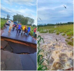 MA-326 é cortada pelas chuvas entre Lago Verde e Conceição do Lago-Açu no interior do Maranhão