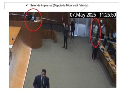 Imagens provam que blogueiro estava ao lado da deputada Mical quando mandou mensagem para Felipe Camarão