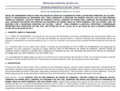 Prefeitura abre edital de mais de R$ 15 milhões para entidades interessadas em realizar Carnaval de São Luís