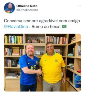 Imagem do dia: Na estreia do Brasil na copa, deputado Othelino Neto marca outro golaço…