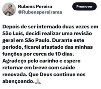 “Rubão” se afasta da Articulação Política para tratar da saúde
