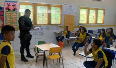 Itapecuru-Mirim/MA:Guarnição da Força Tática realiza paletra educativas com aluno da rede municipal de ensino no Povoado Água Preta.