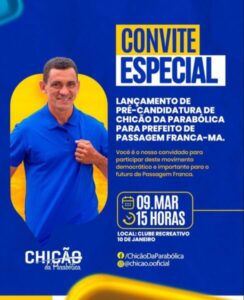Tudo pronto para o lançamento da pré-candidatura de Chicão da Parabólica em Passagem Franca