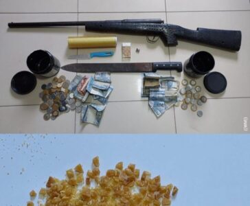 Homem é preso em flagrante delito pelo crime de tráfico de dorgas e posse de arma de fogo
