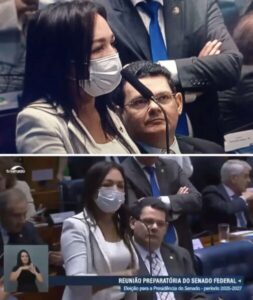 Eliziane Gama aparece na eleição do Senado com o rosto ferido e inchado