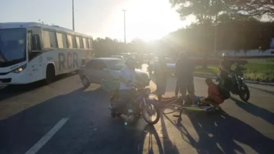 Ciclista é atropelado por carro perto da rotatória da Uema