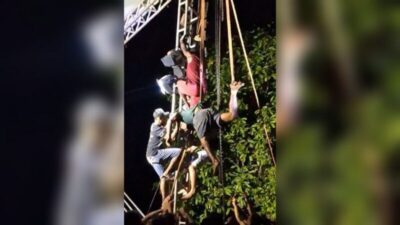 Evento de André da Ralpnet termina com homem quase morto e pendurado em palco; veja o vídeo: