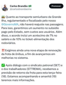 Brandão assegura retorno dos ônibus semiurbanos sem reajuste tarifário