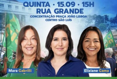 Eliziane Gama participa de caminhada ao lado de Simone Tebet em São Luís