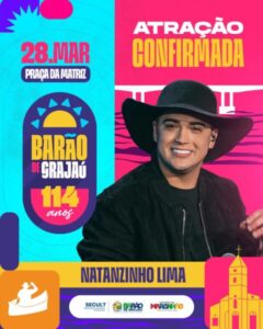 Natanzinho Lima é atração confirmada no aniversário de 114 anos de Barão de Grajaú