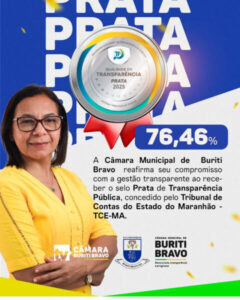 A Câmara Municipal de Buriti Bravo (MA) alcançou um marco histórico em sua gestão de transparência.