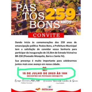 Inauguração de obras marca o início das comemorações dos 259 anos de Pastos Bons