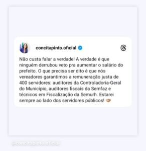 CONCITA PINTO VOTA A FAVOR DE MAIS DE 400 SERVIDORES DA PREFEITURA DE SÃO LUÍS