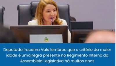 “A Justiça será feita não comigo, mas com a Assembleia Legislativa”, diz Iracema Vale sobre ação no STF que questiona eleição da Alema