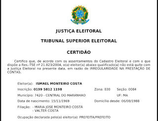 INELEGÍVEL E IRREGULAR, ISMAEL MONTEIRO COSTA FICA FORA DAS ELEIÇÕES MUNICIPAIS DE 2024