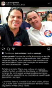 Imagem do dia: Luciano Genésio será vice na chapa de Erlanio Xavier na disputa da presidência da FAMEM