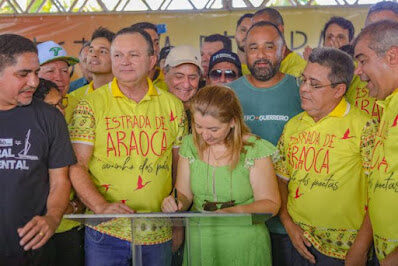 Ao lado do Governador Brandão Deputada Iracema Vale destaca benefícios da pavimentação que dá acesso à Praia de Araoca