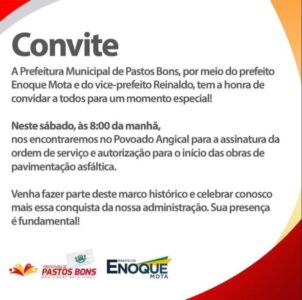 Prefeito Enoque Mota assinará ordem de serviço para Início do Asfaltamento no Povoado Angical